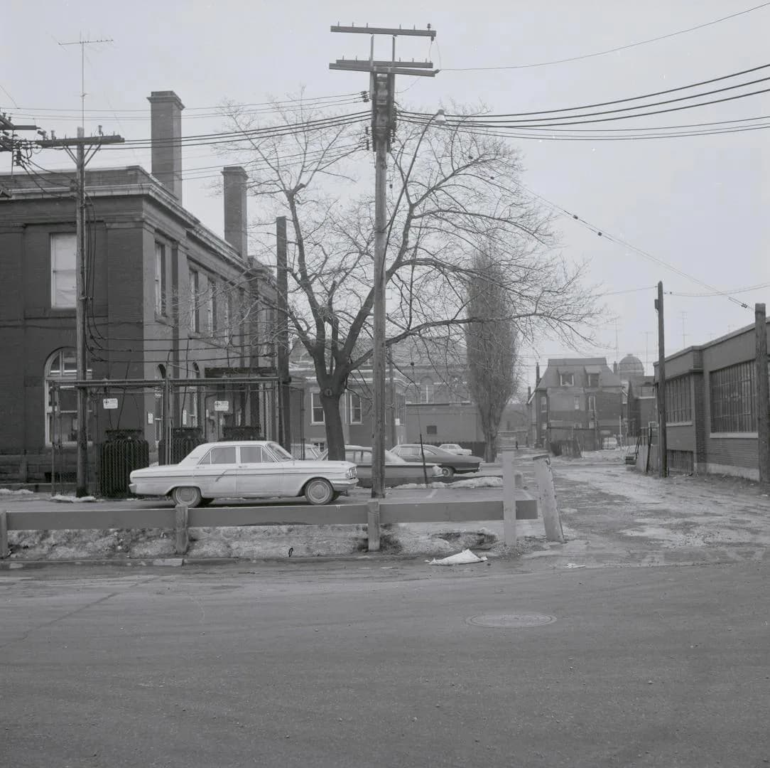 1967 Toronto Public Library photo of Abell Street south of Queen St West looking east to laneway